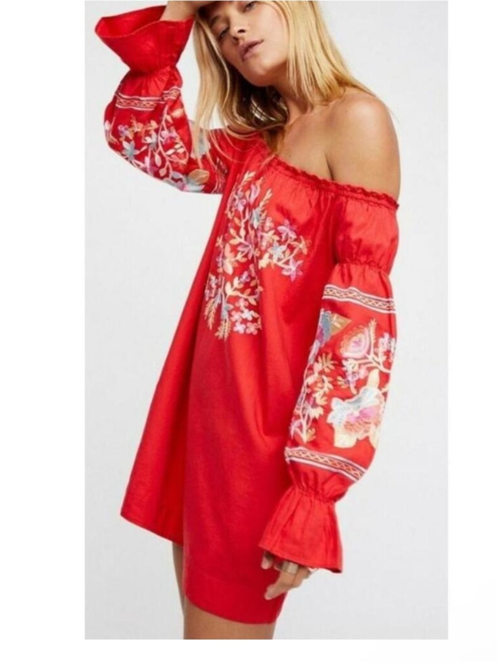 NWT Free People Fleur Du Jour Embroidered Mini Dress Large